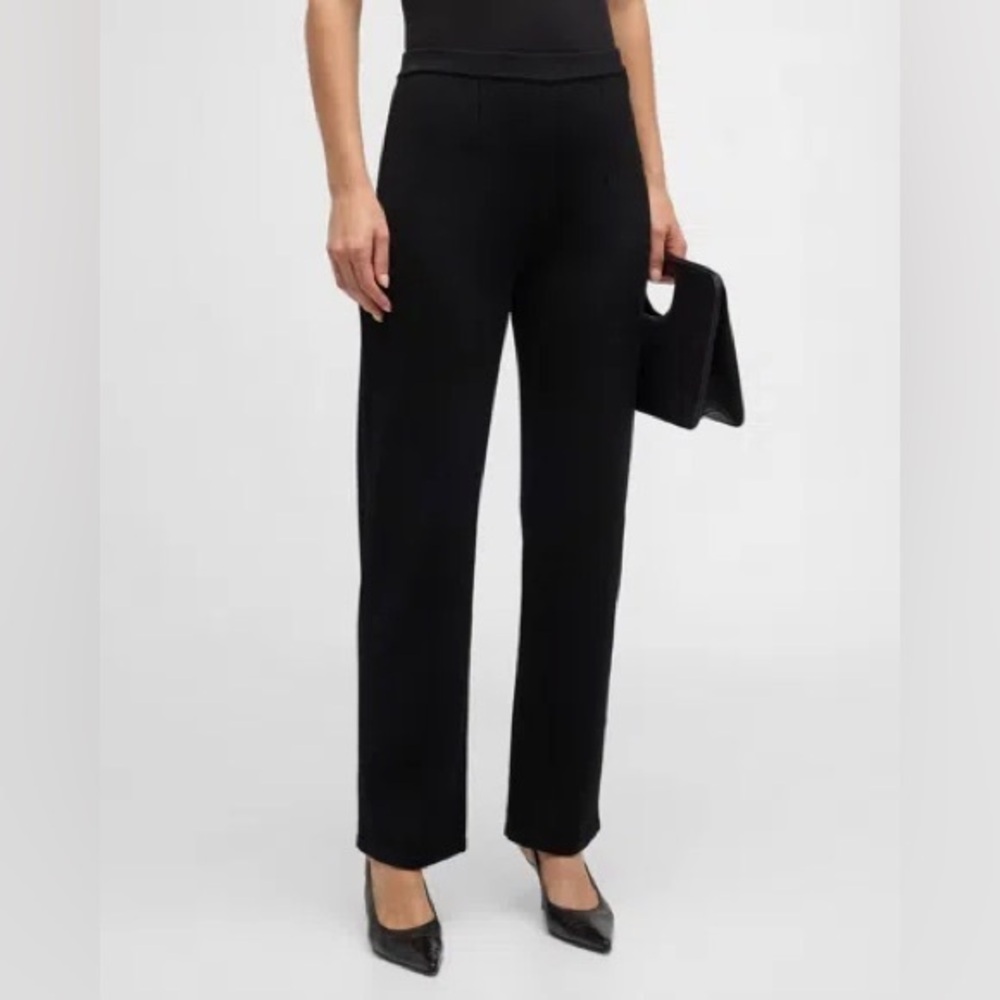 ST. JOHN BASICS SANTANA KNIT BLACK PULL ON STRAIGHT LEG PANTS SZ 6